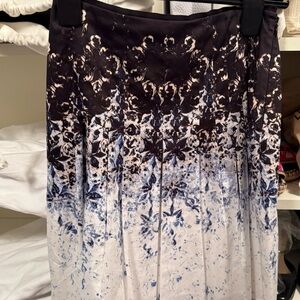 Elie Tahari Black and Blue Floral Midi Skirt